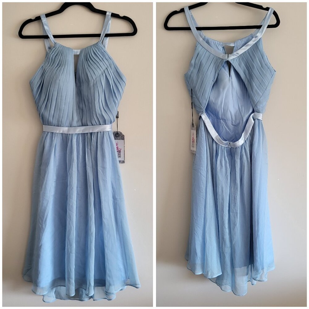 Renz Bridal Light Blue Formal Chiffon Dress Size Small